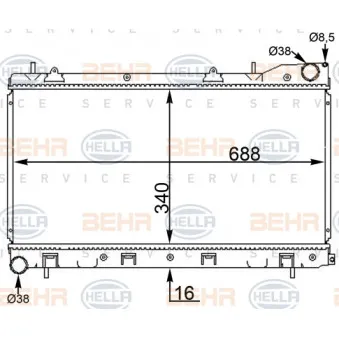 Radiateur, refroidissement du moteur HELLA 8MK 376 775-614