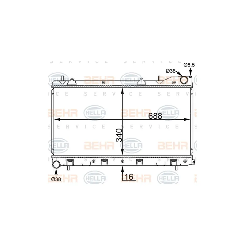 Radiateur, refroidissement du moteur HELLA 8MK 376 775-614