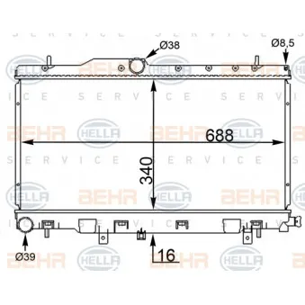 Radiateur, refroidissement du moteur HELLA 8MK 376 775-634