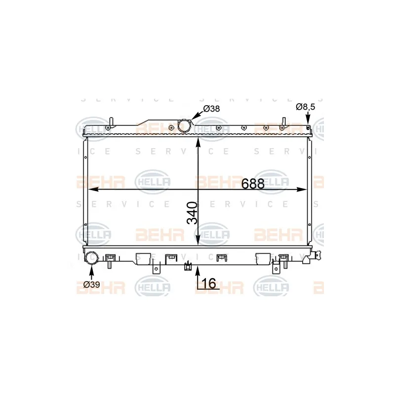 Radiateur, refroidissement du moteur HELLA 8MK 376 775-634