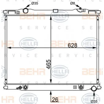 Radiateur, refroidissement du moteur HELLA 8MK 376 775-734