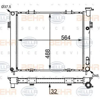 Radiateur, refroidissement du moteur HELLA 8MK 376 775-754
