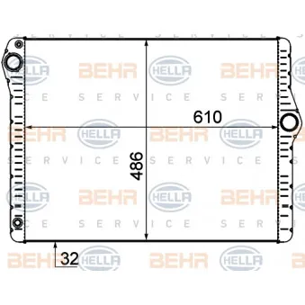 Radiateur, refroidissement du moteur HELLA 8MK 376 777-304