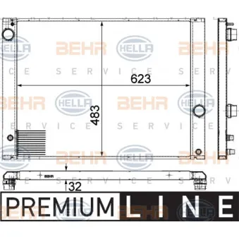 Radiateur, refroidissement du moteur HELLA 8MK 376 780-661