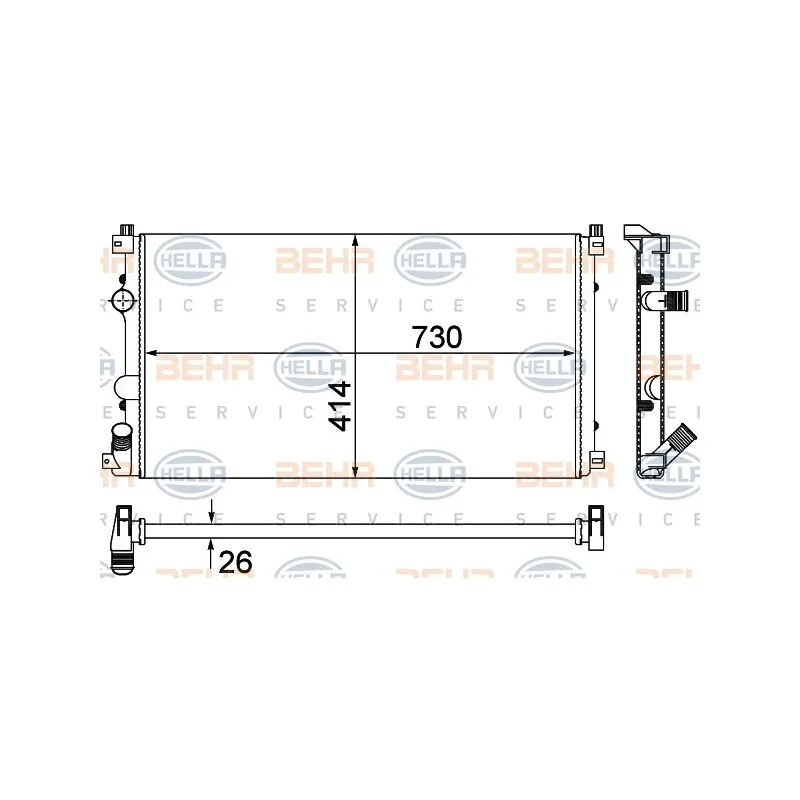 Radiateur, refroidissement du moteur HELLA 8MK 376 780-671