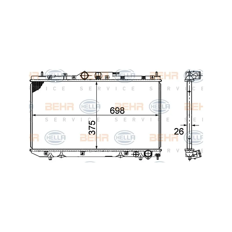 Radiateur, refroidissement du moteur HELLA 8MK 376 781-051