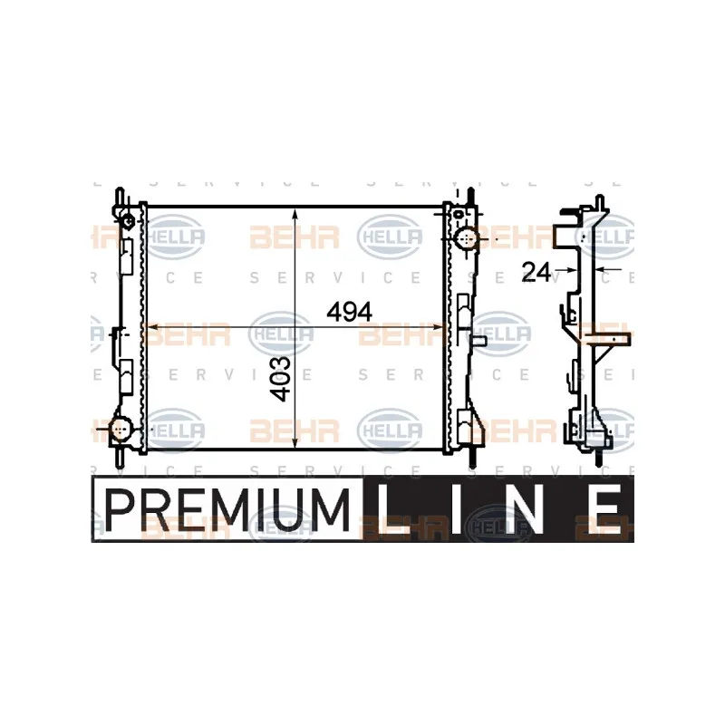 Radiateur, refroidissement du moteur HELLA 8MK 376 781-161