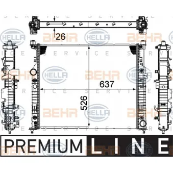 Radiateur, refroidissement du moteur HELLA 8MK 376 781-561