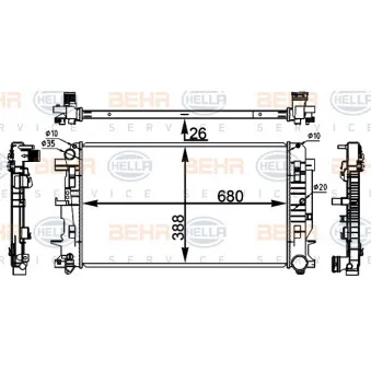 Radiateur, refroidissement du moteur HELLA 8MK 376 782-054