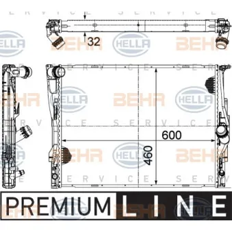 Radiateur, refroidissement du moteur HELLA 8MK 376 782-071