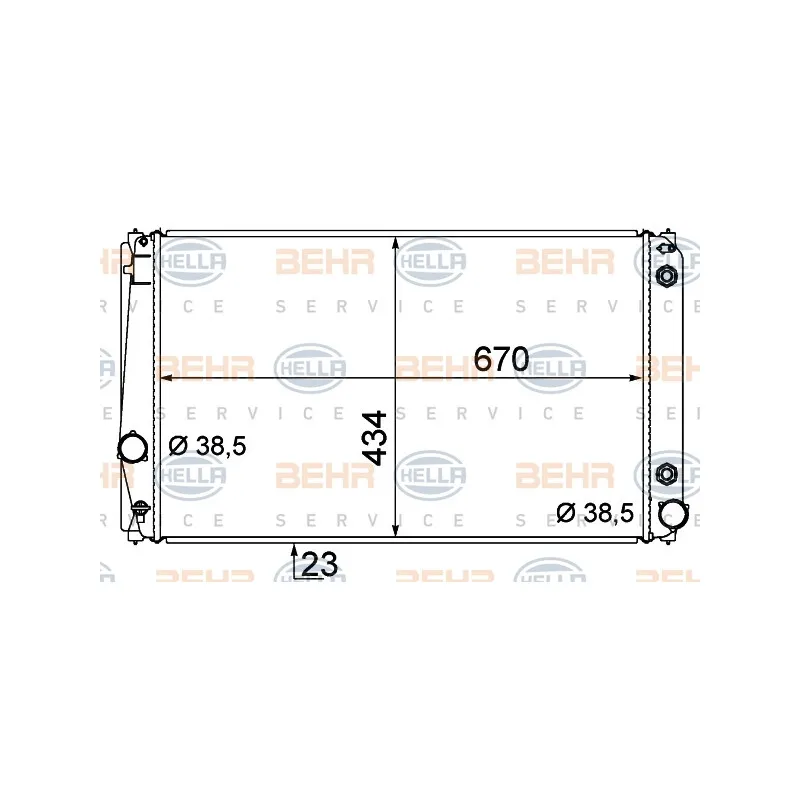 Radiateur, refroidissement du moteur HELLA 8MK 376 783-611