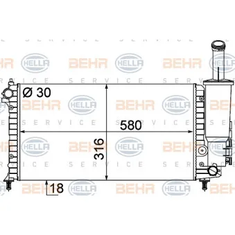 Radiateur, refroidissement du moteur HELLA 8MK 376 787-091