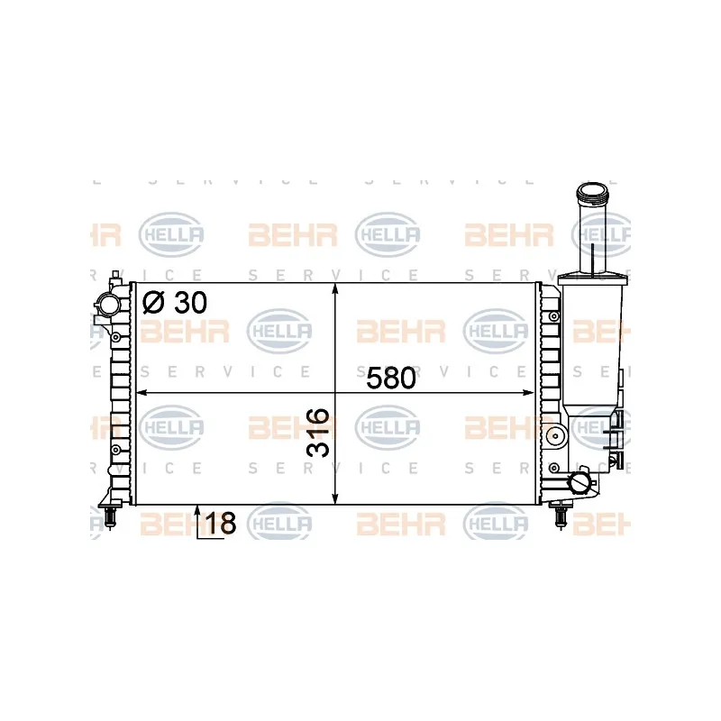 Radiateur, refroidissement du moteur HELLA 8MK 376 787-091