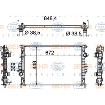 Radiateur, refroidissement du moteur HELLA 8MK 376 787-121