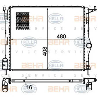 Radiateur, refroidissement du moteur HELLA 8MK 376 787-351