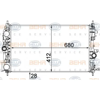 Radiateur, refroidissement du moteur HELLA 8MK 376 787-541