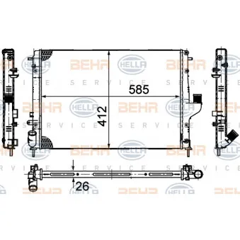 Radiateur, refroidissement du moteur HELLA 8MK 376 787-651
