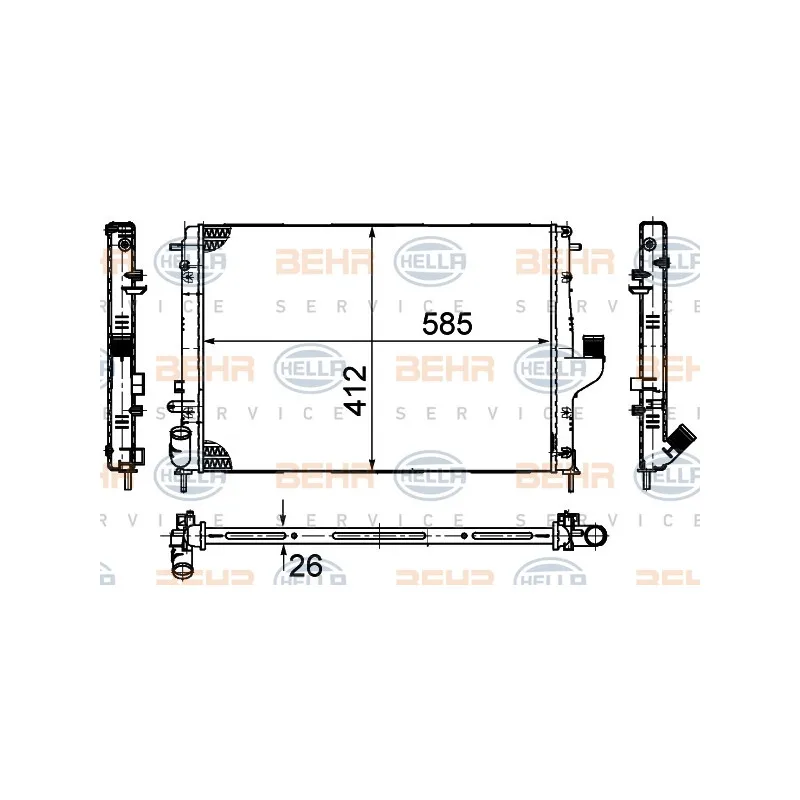 Radiateur, refroidissement du moteur HELLA 8MK 376 787-651
