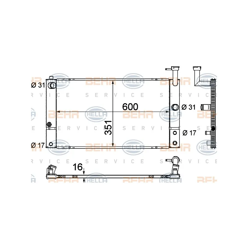 Radiateur, refroidissement du moteur HELLA 8MK 376 790-011