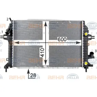 Radiateur, refroidissement du moteur HELLA 8MK 376 790-034