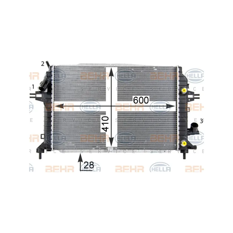 Radiateur, refroidissement du moteur HELLA 8MK 376 790-034