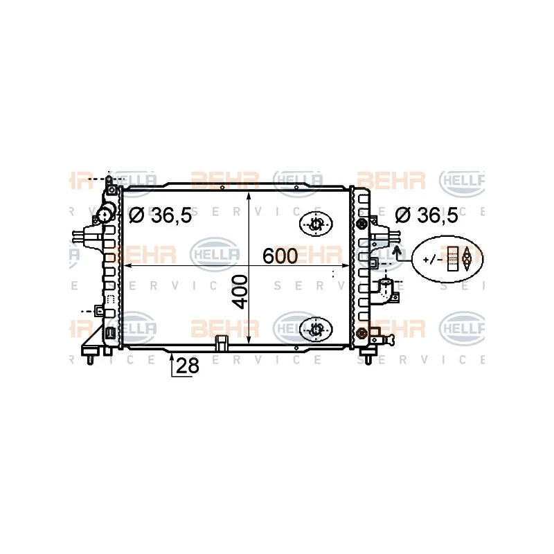 Radiateur, refroidissement du moteur HELLA 8MK 376 790-044