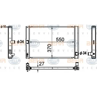 Radiateur, refroidissement du moteur HELLA 8MK 376 790-151
