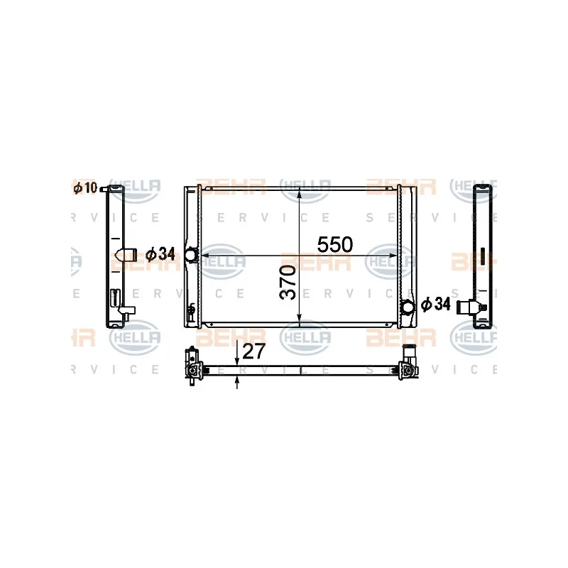 Radiateur, refroidissement du moteur HELLA 8MK 376 790-151