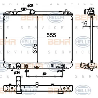 Radiateur, refroidissement du moteur HELLA 8MK 376 790-231