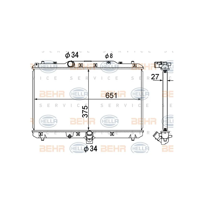Radiateur, refroidissement du moteur HELLA 8MK 376 790-251