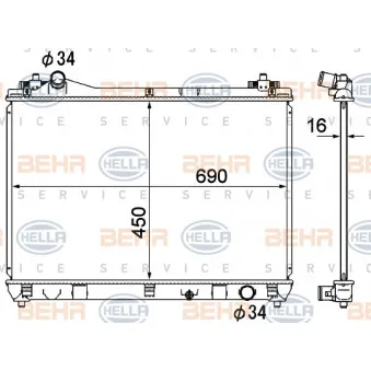 Radiateur, refroidissement du moteur HELLA 8MK 376 790-261