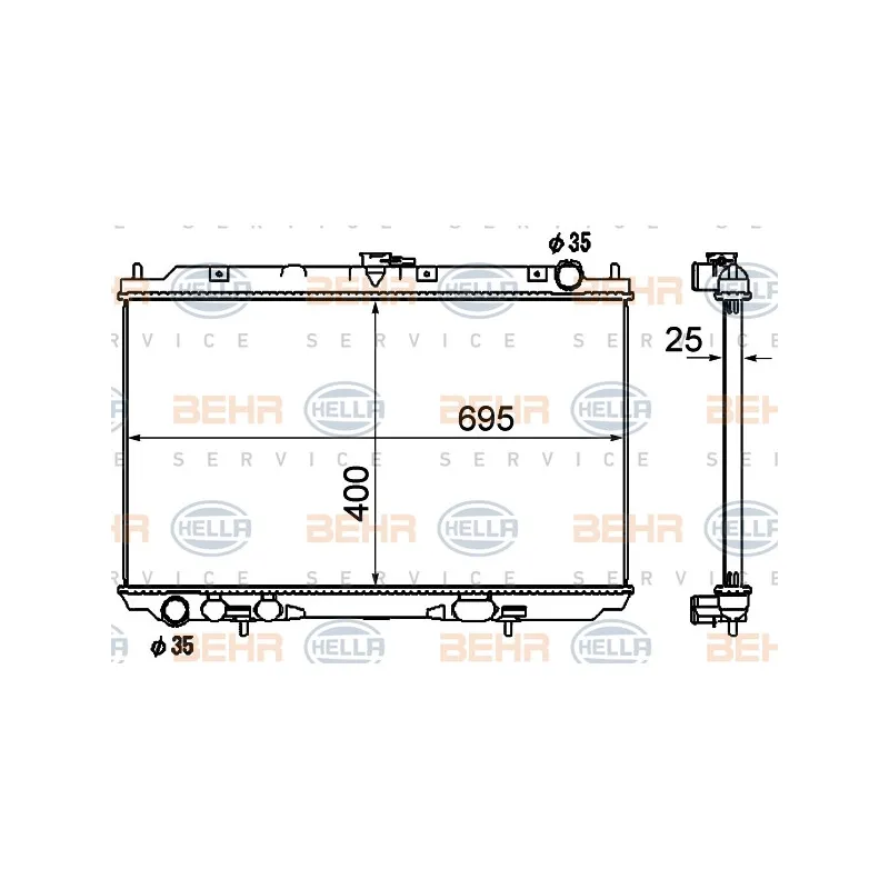 Radiateur, refroidissement du moteur HELLA 8MK 376 790-291