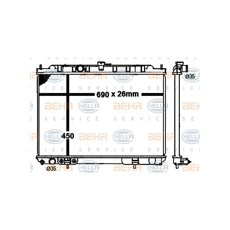 Radiateur, refroidissement du moteur HELLA 8MK 376 790-301