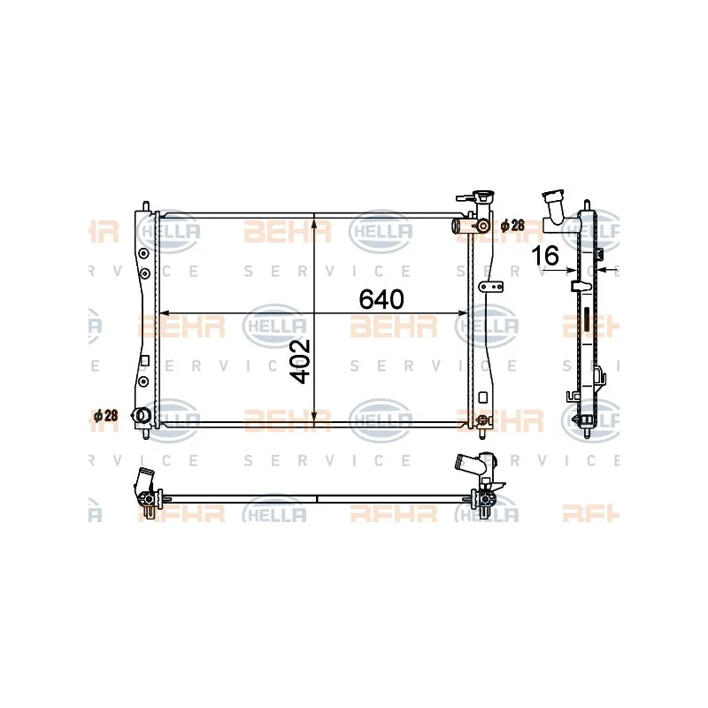Radiateur, refroidissement du moteur HELLA 8MK 376 790-321