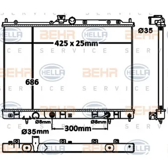 Radiateur, refroidissement du moteur HELLA 8MK 376 790-341