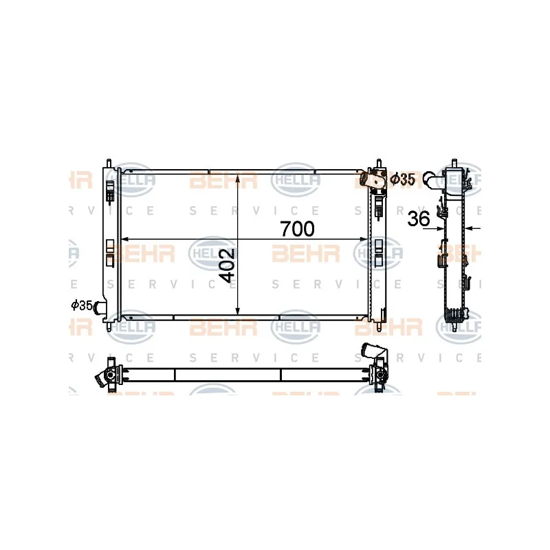 Radiateur, refroidissement du moteur HELLA 8MK 376 790-351