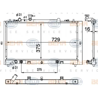 Radiateur, refroidissement du moteur HELLA 8MK 376 790-381