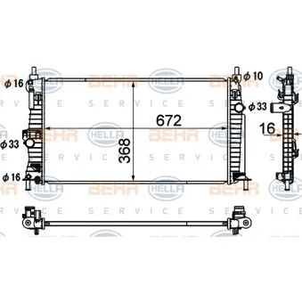 Radiateur, refroidissement du moteur HELLA 8MK 376 790-391