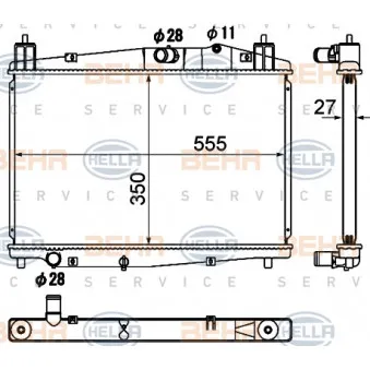 Radiateur, refroidissement du moteur HELLA 8MK 376 790-401