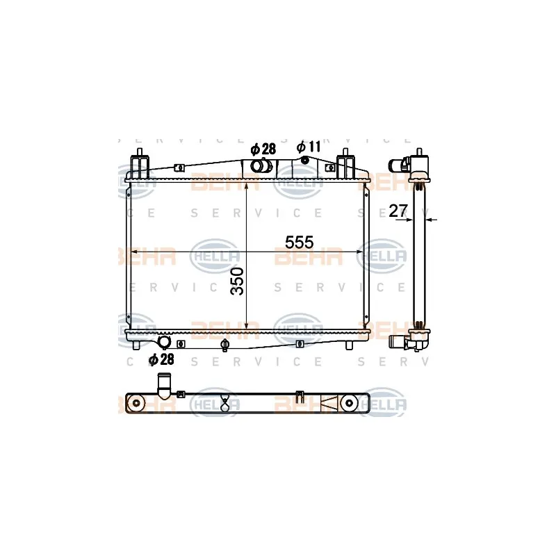 Radiateur, refroidissement du moteur HELLA 8MK 376 790-401