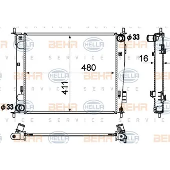 Radiateur, refroidissement du moteur HELLA 8MK 376 790-421