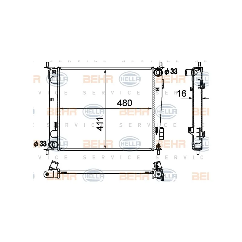 Radiateur, refroidissement du moteur HELLA 8MK 376 790-421