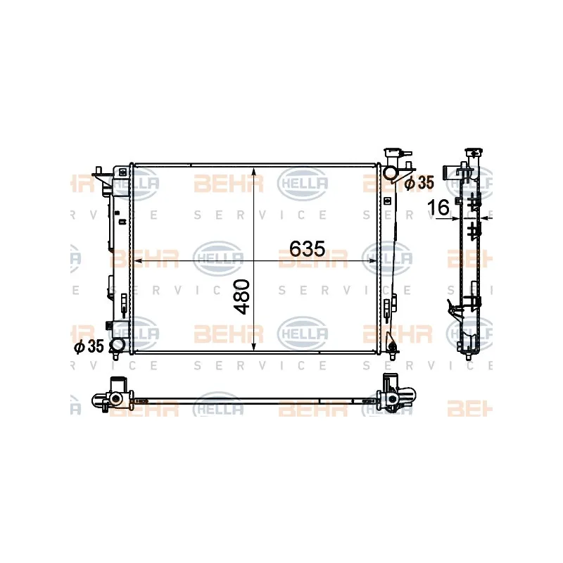 Radiateur, refroidissement du moteur HELLA 8MK 376 790-441