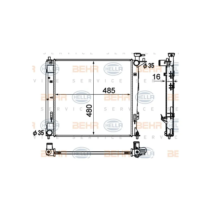 Radiateur, refroidissement du moteur HELLA 8MK 376 790-461
