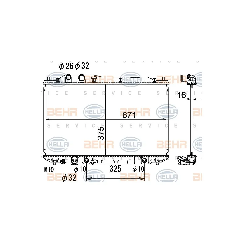 Radiateur, refroidissement du moteur HELLA 8MK 376 790-481
