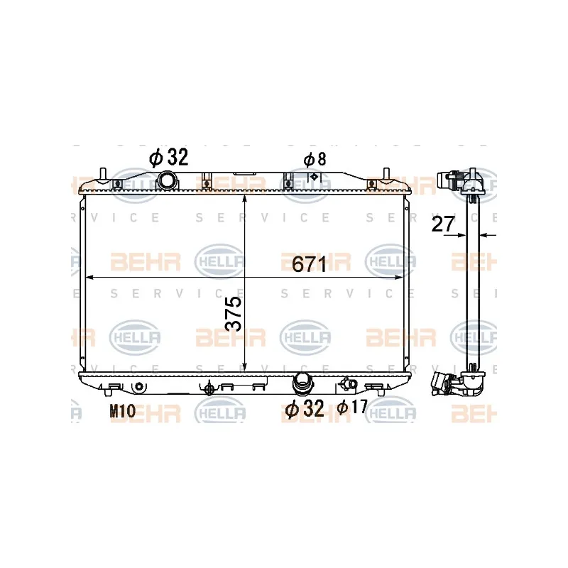Radiateur, refroidissement du moteur HELLA 8MK 376 790-491