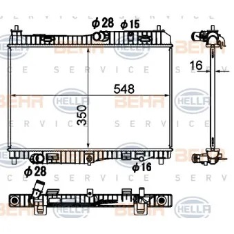 Radiateur, refroidissement du moteur HELLA 8MK 376 790-501