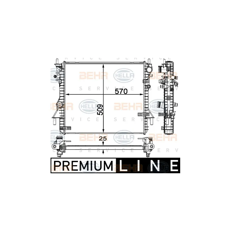 Radiateur, refroidissement du moteur HELLA 8MK 376 792-471
