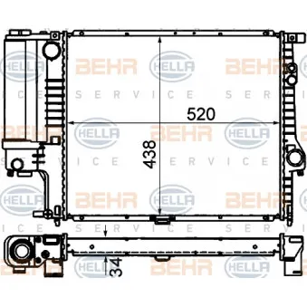 Radiateur, refroidissement du moteur HELLA 8MK 376 888-134