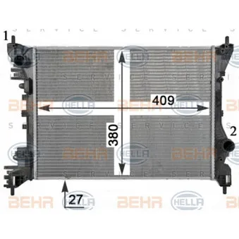 Radiateur, refroidissement du moteur HELLA 8MK 376 900-011